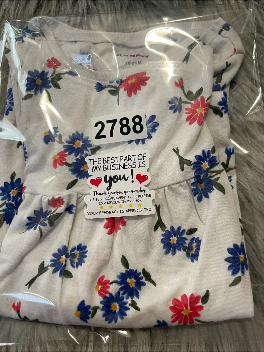 Cute baby girl dress white with blue and red flowers #2788